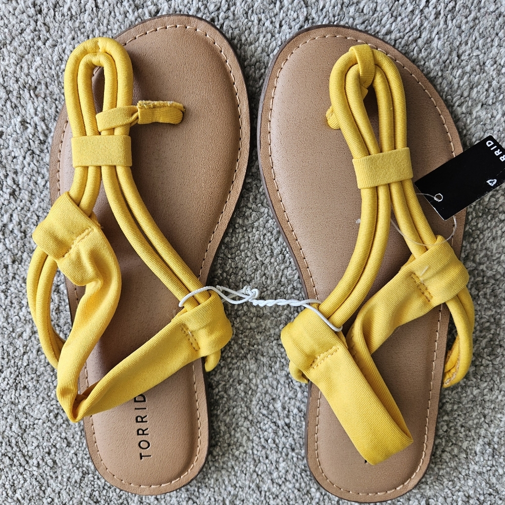Torrid extra wide width t-strap sandal, 6ww, golden yellow - Picture 6 of 9
